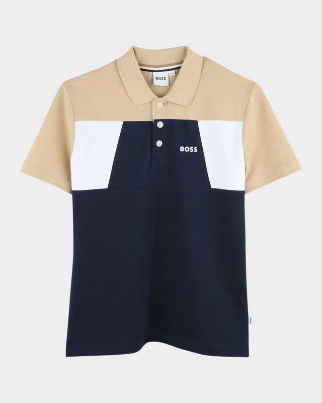 Boy's Short-Sleeve Colorblock Polo Shirt, Size 4-5